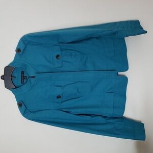 Lafayette 148 blue jacket, military style, spring fall jacket, women's size 12